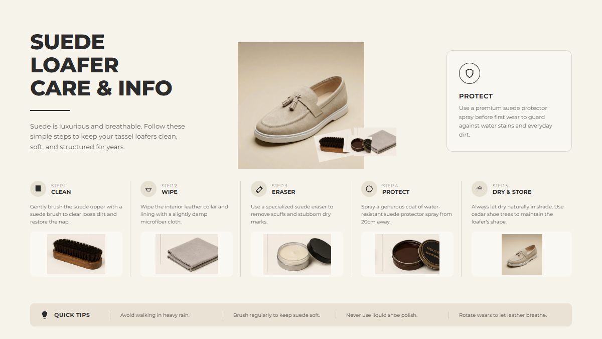 MAKSON suede loafer care guide