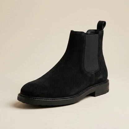 Chelsea Boot in Genuine Suede Leather – Black – 01 Hero