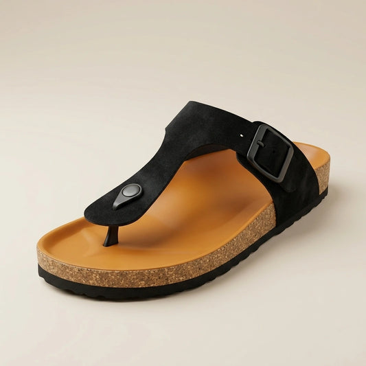 Riviera Thong Sandal in Genuine Suede – Black – 01 Hero