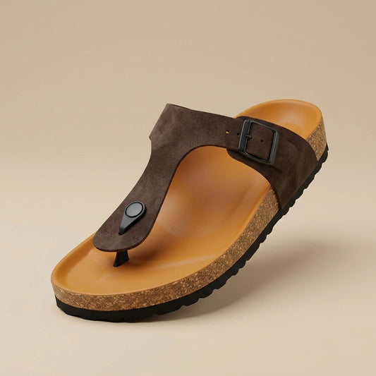 Riviera Thong Sandal in Genuine Suede – Dark Brown – 01 Hero