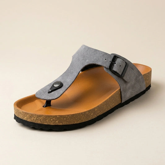 Riviera Thong Sandal in Genuine Suede – Grey – 01 Hero