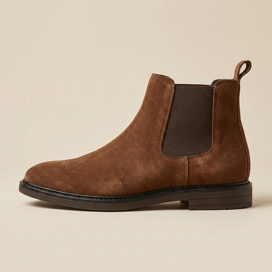 Chelsea Boot in Genuine Suede Leather – Brown – 02 Side