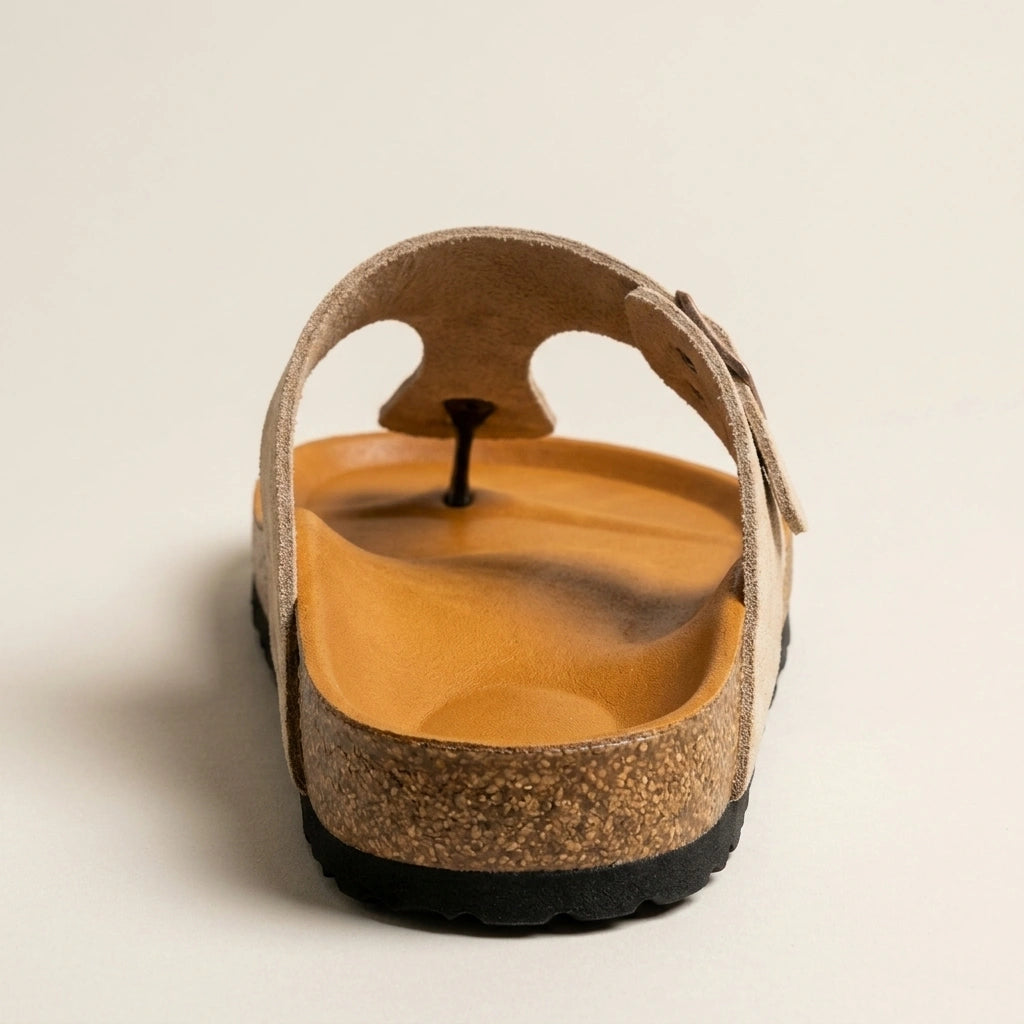 Riviera Thong Sandal in Genuine Suede – Beige – 04 Back