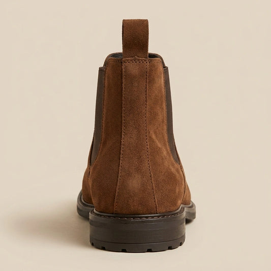 Chelsea Boot in Genuine Suede Leather – Brown – 04 Back
