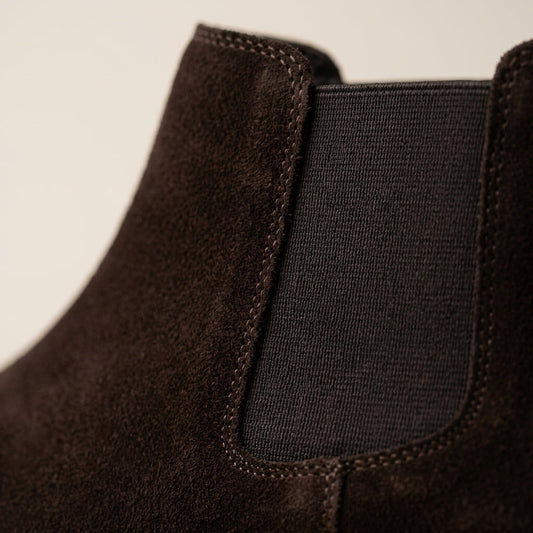 Chelsea Boot in Genuine Suede Leather – Chocolate Espresso – 06 Detail