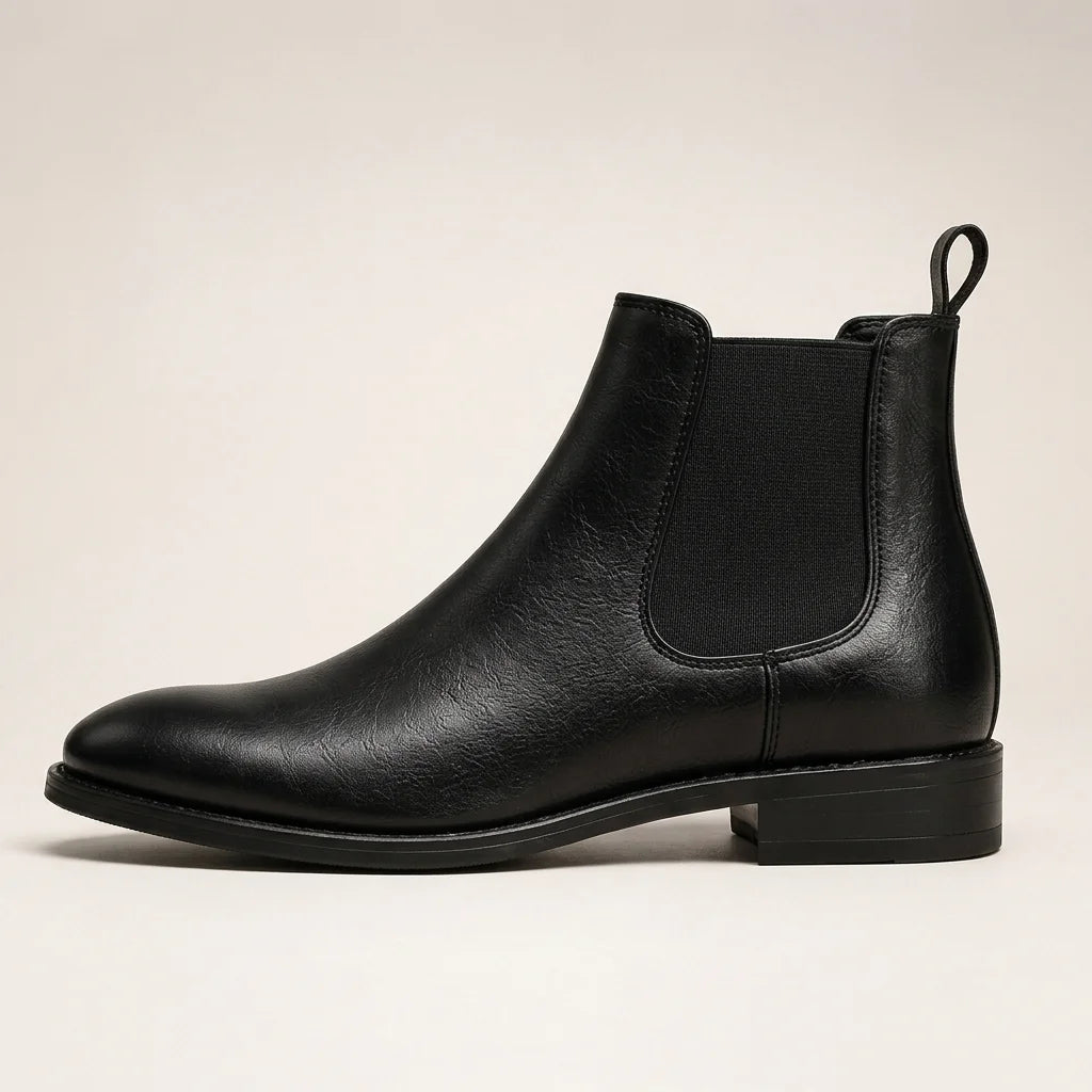 Chelsea Boot in Genuine Leather – Black – 02 Side