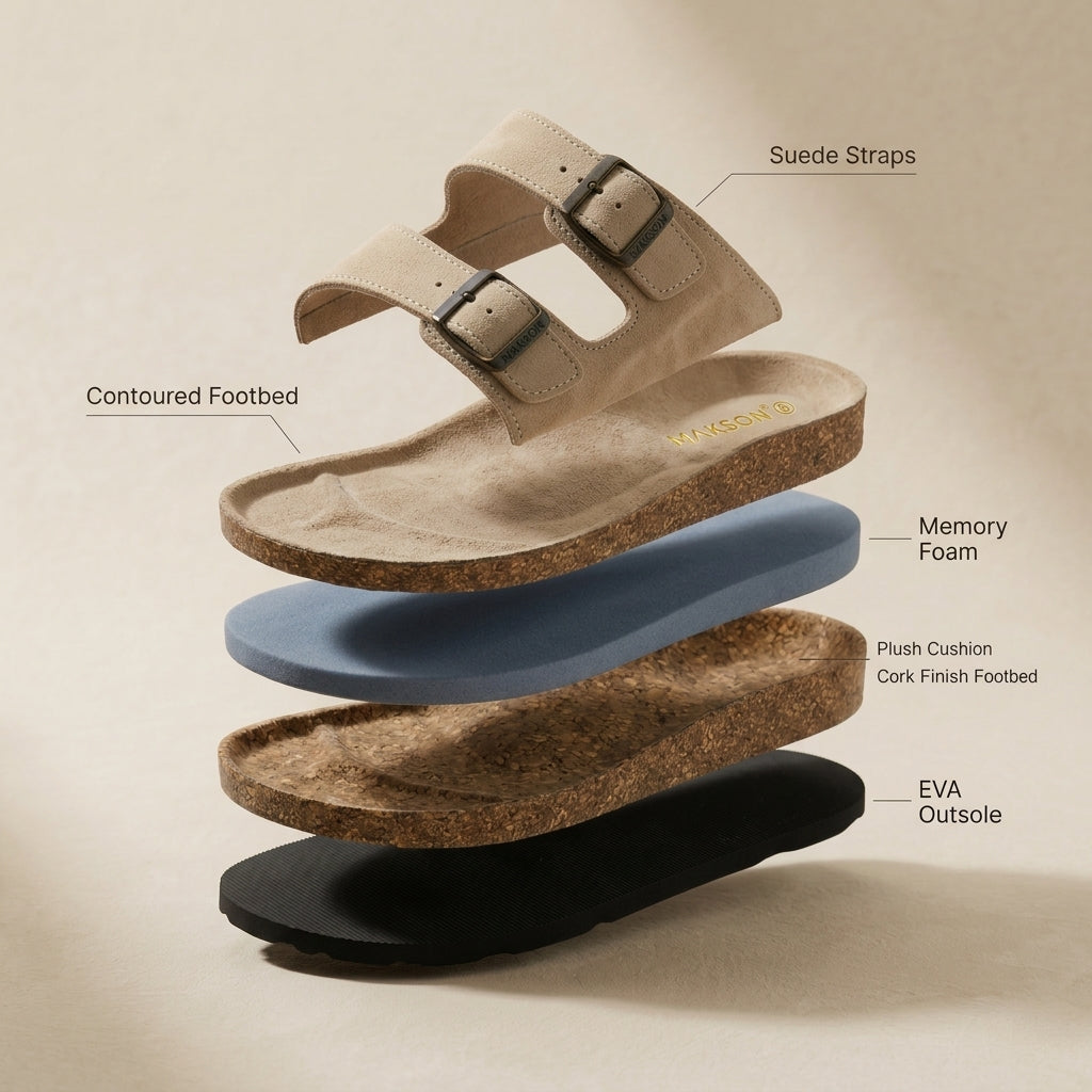 Double Strap Comfort Sandals Exploded View